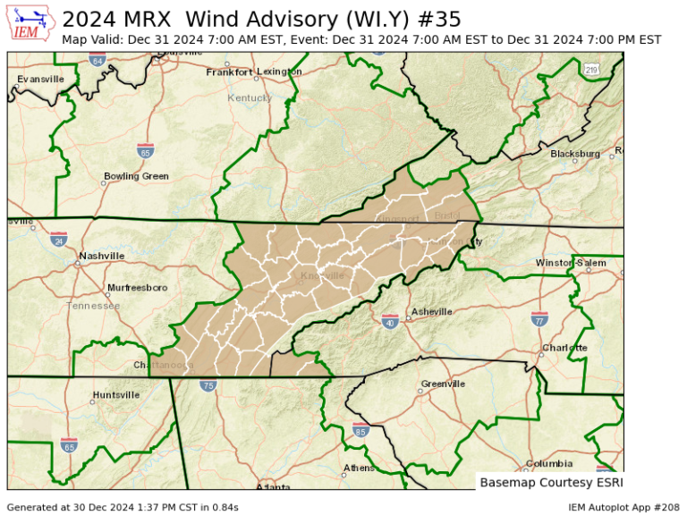 High Wind Warning and Wind Advisory Issued for Tuesday